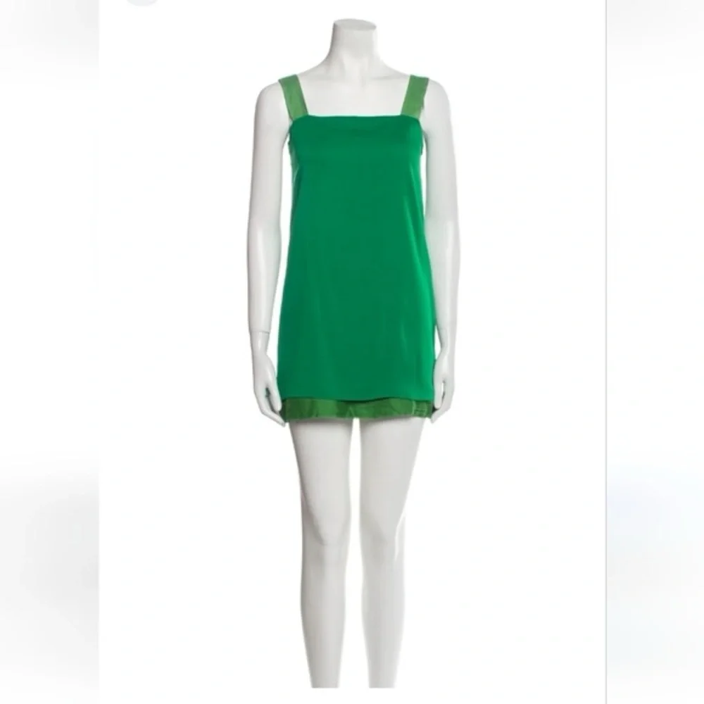 Alice + Olivia Green Tank Silk Mini Dress / Top Size Medium | Vintage Y2K - Picture 2 of 12